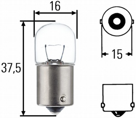 Polttimo HELLA STANDARD R5W BA15s, Edessä, Asennus sivulle HELLA HELLA