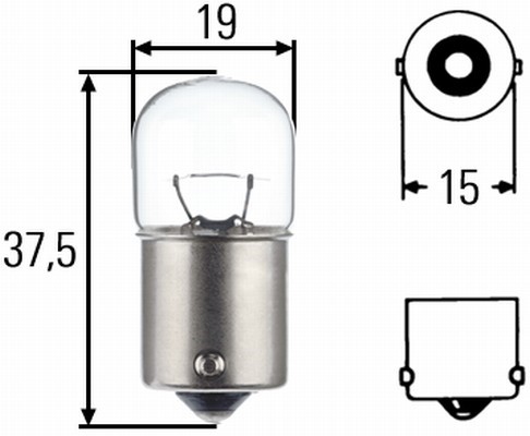 Polttimo HELLA HEAVY DUTY R10W BA15s, Edessä, Takana HELLA