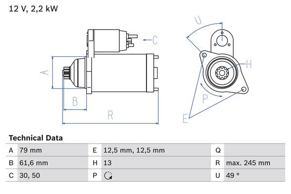 Käynnistin 12V BOSCH BOSCH