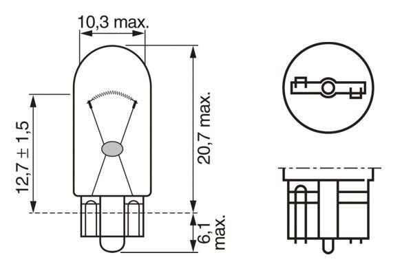 Polttimo BOSCH Pure Light WS W5W W2,1x9,5d, Edessä, Takana, Asenn BOSCH
