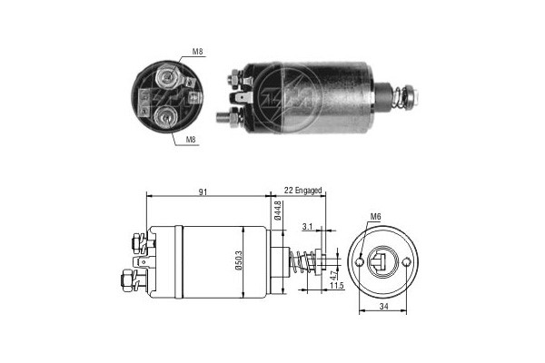 Magneettikytkin, käynnistin 12V