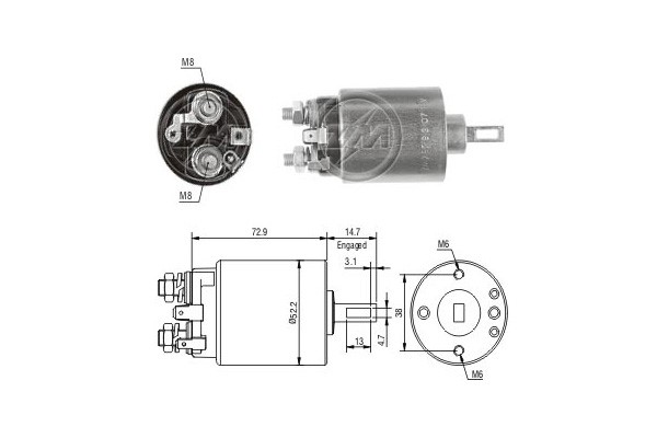 Magneettikytkin, käynnistin 12V