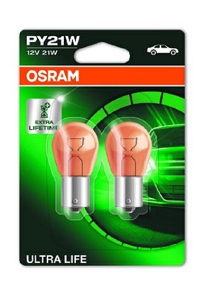 Polttimo OSRAM ULTRA LIFE PY21W BAU15s, Edessä, Takana, Edessä ja OSRAM