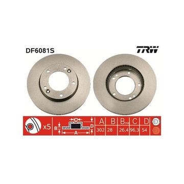 Jarrulevy Tuuletettu, Etuakseli Trw DF6081S TRW