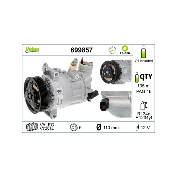 Kompressori, ilmastointilaite 12V VALEO VALEO
