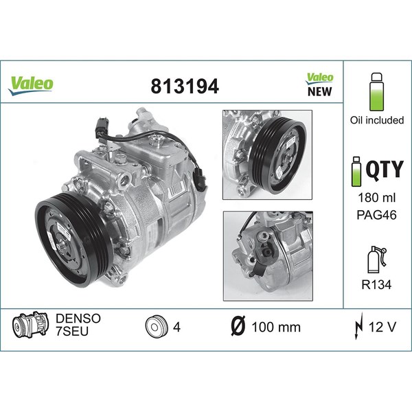Kompressori, ilmastointilaite 12V VALEO VALEO