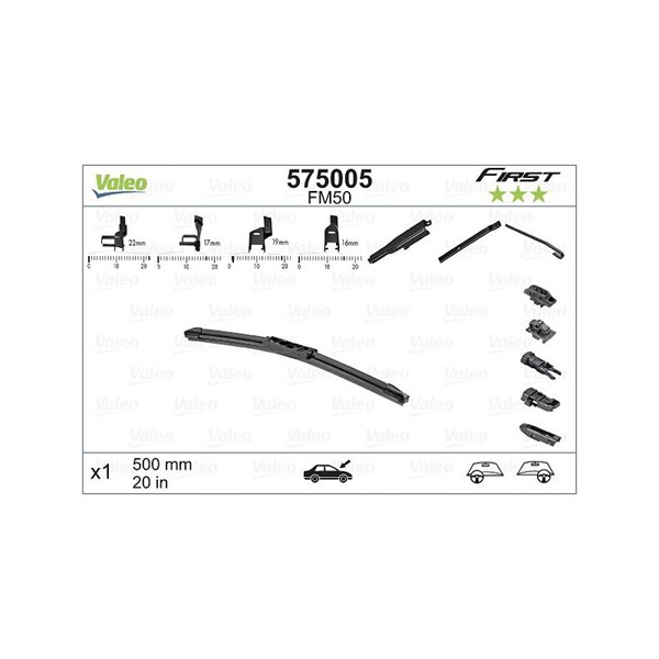 Pyyhkijänsulka, Etu, vasen, Keskellä, Etu, oikea VALEO VALEO