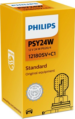 Polttimo PHILIPS SilverVision PSY24W PG20/4, Edessä, Takana, Edes Philips