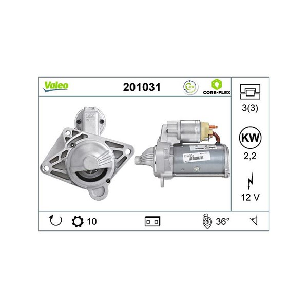 Käynnistin 12V VALEO Valeo core-flex VALEO