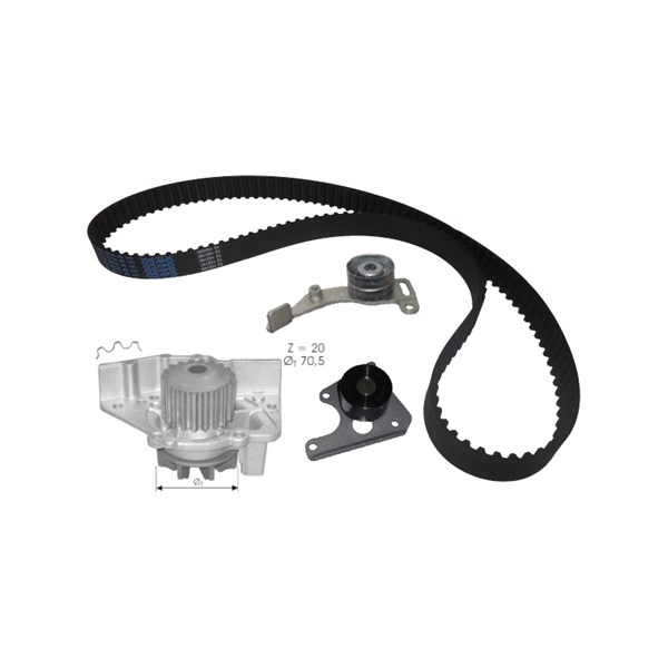 Vesipumppu + jakohihnasarja DOLZ DOLZ