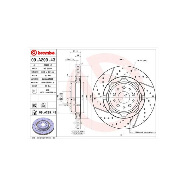 Jarrulevy Tuuletettu, Etuakseli BREMBO BREMBO