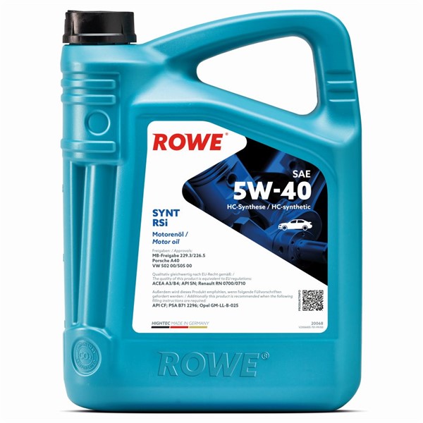 Sae 5w-40 4l Moottoriöljy Rowe Hightec Synt Rsi ROWE