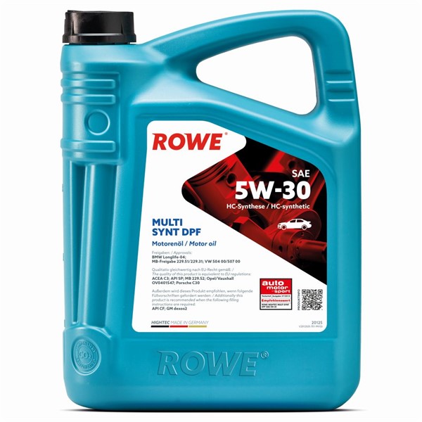 Moottoriöljy Rowe Hightec Multi Synt Dpf Sae 5w-30 4l ROWE