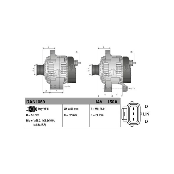 Laturi 14V 150A DENSO DENSO Laturi 14V 150A DENSO DENSO