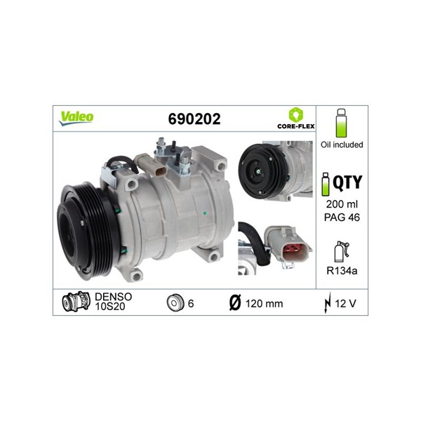 Kompressori, ilmastointilaite 12V VALEO VALEO