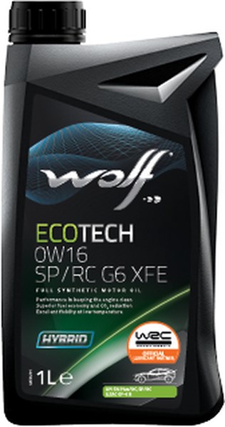 Moottoriöljy Wolf Ecotech 0w-16 Sp/rc G6 Xfe,1l WOLF