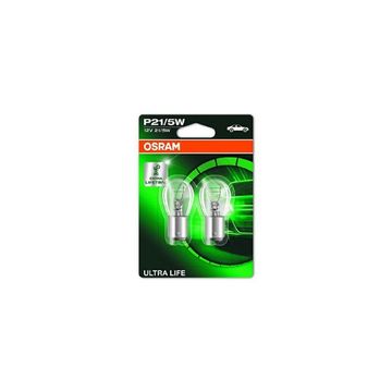 Polttimo OSRAM ULTRA LIFE P21/5W BAY15d, Edessä, Takana, Puskuri, OSRAM