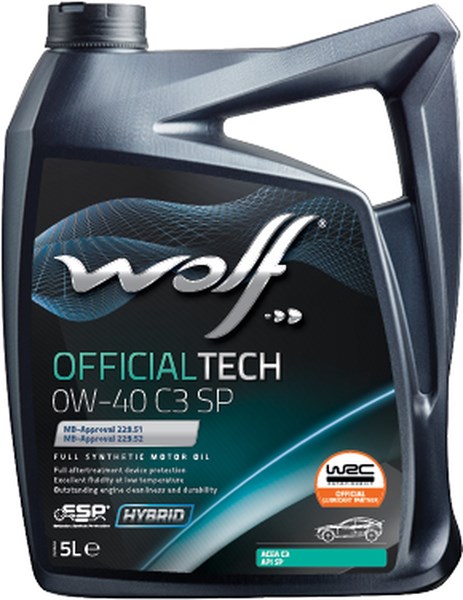 Moottoriöljy WOLF Official Tech 0W-40 C3 SP, 5L WOLF
