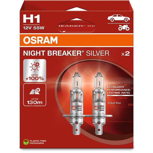 Halogeenipolttimo Osram Night Breaker Silver H1 P14.5s 12V OSRAM OSRAM