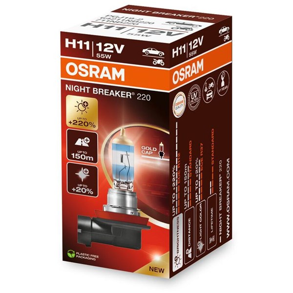 Halogeenilamppu Osram Night Breaker 220 H11 PGJ19-2 Osram 64211NB OSRAM
