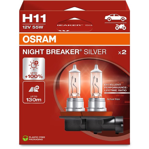 Halogeenipolttimo Osram Night Breaker Silver H11 PGJ19-2 OSRAM OSRAM Halogeenipolttimo Osram Night Breaker Silver H11 PGJ19-2 OSRAM OSRAM