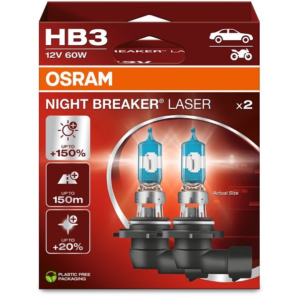 Halogeenilamppu Osram Night Breaker Laser HB3 P20d OSRAM Halogeenilamppu Osram Night Breaker Laser HB3 P20d OSRAM
