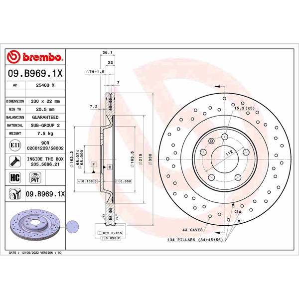 Jarrulevy Reijitetty/tuuletettu, Etuakseli, Taka-akseli BREMBO BREMBO