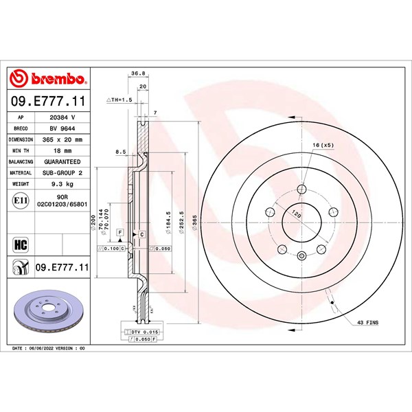 Jarrulevy Tuuletettu, Taka-akseli BREMBO BREMBO