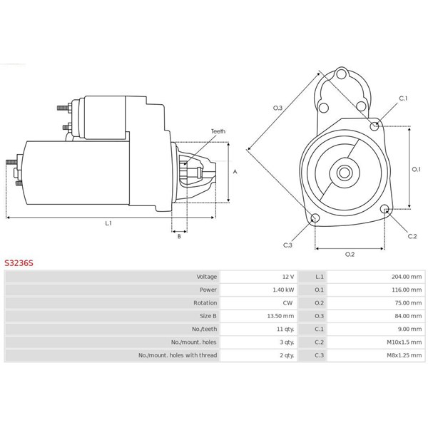 Käynnistin 12V As-pl S3236S AS-PL