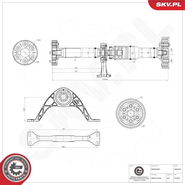 Vetoakseli, Taka-akseli, Takana Esen skv 76SKV076 ESEN SKV