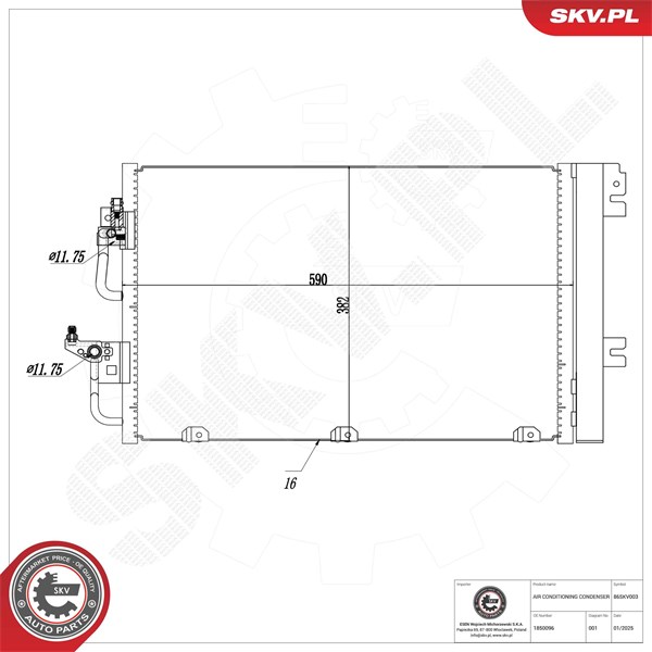 Kondensaattori, ilmastointilaite ESEN SKV ESEN SKV