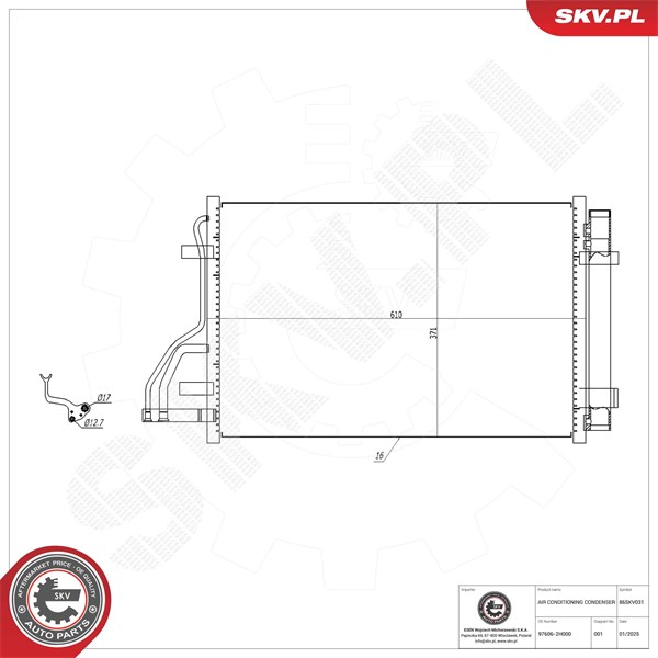 Kondensaattori, ilmastointilaite ESEN SKV ESEN SKV