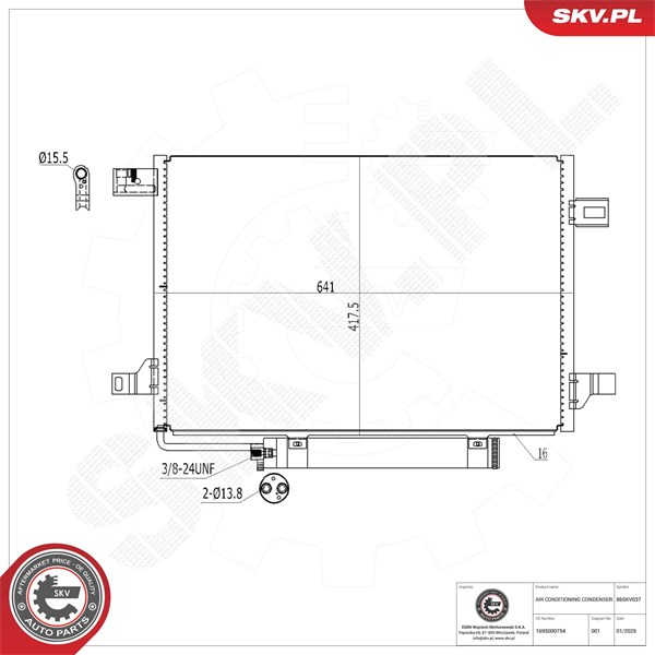 Kondensaattori, ilmastointilaite ESEN SKV ESEN SKV