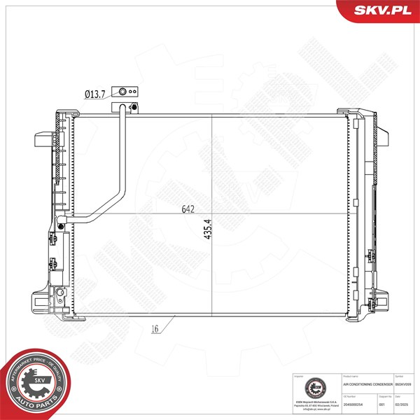 Kondensaattori, ilmastointilaite ESEN SKV ESEN SKV