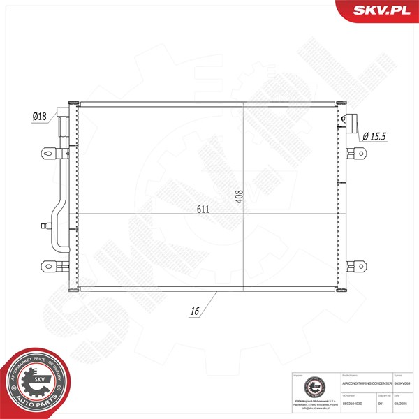 Kondensaattori, ilmastointilaite ESEN SKV ESEN SKV