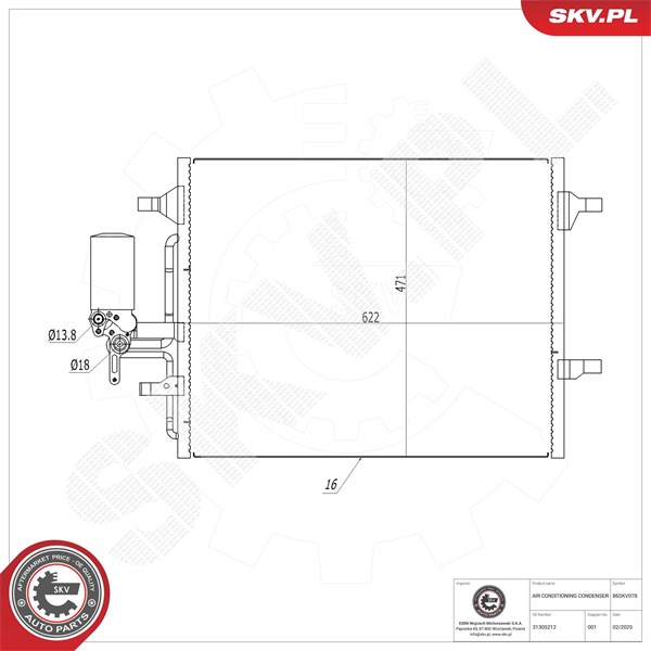 Kondensaattori, ilmastointilaite ESEN SKV ESEN SKV