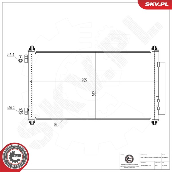 Kondensaattori, ilmastointilaite ESEN SKV ESEN SKV