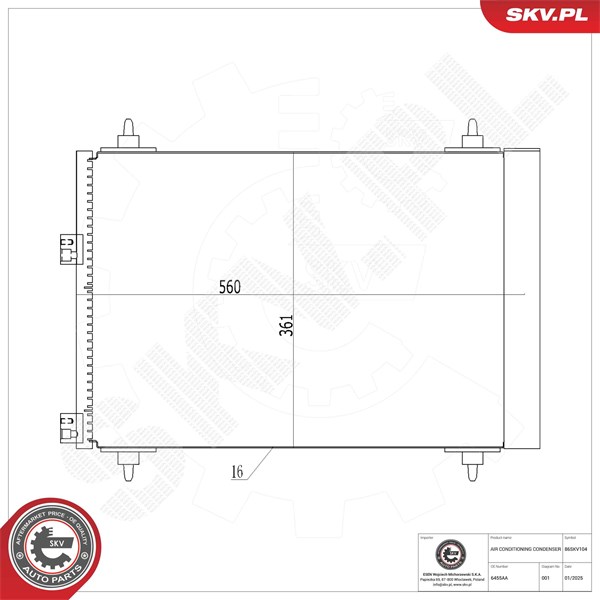Kondensaattori, ilmastointilaite ESEN SKV ESEN SKV