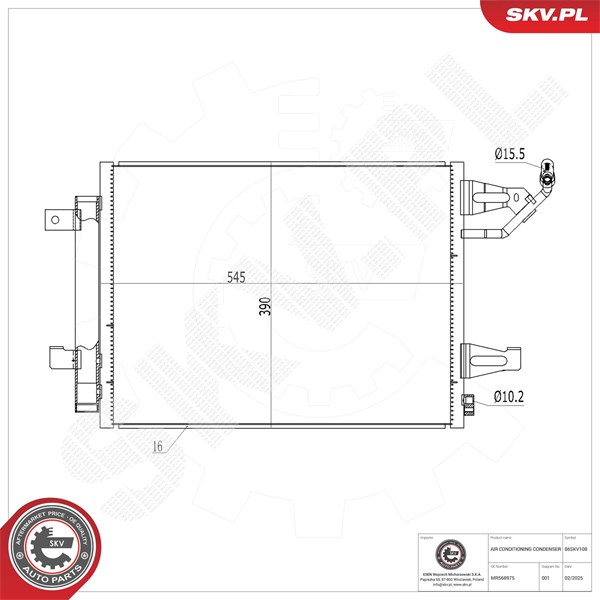 Kondensaattori, ilmastointilaite ESEN SKV ESEN SKV