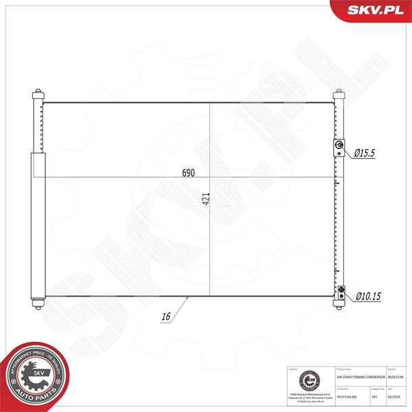 Kondensaattori, ilmastointilaite ESEN SKV ESEN SKV
