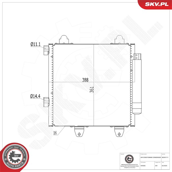 Kondensaattori, ilmastointilaite ESEN SKV ESEN SKV
