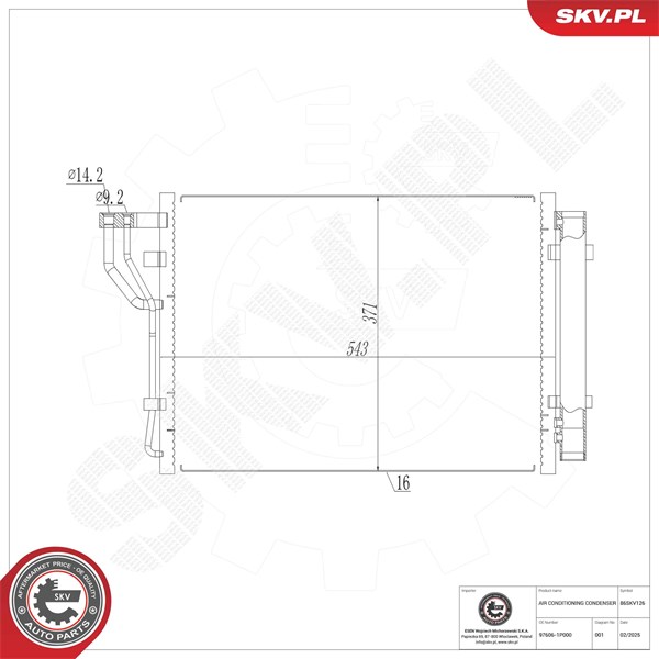Kondensaattori, ilmastointilaite ESEN SKV ESEN SKV