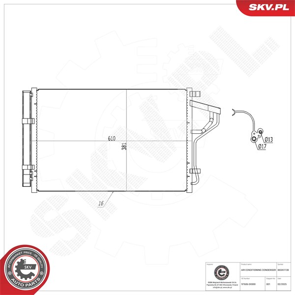Kondensaattori, ilmastointilaite ESEN SKV ESEN SKV