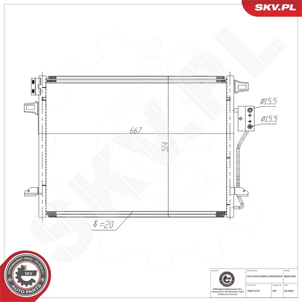 Kondensaattori, ilmastointilaite ESEN SKV ESEN SKV