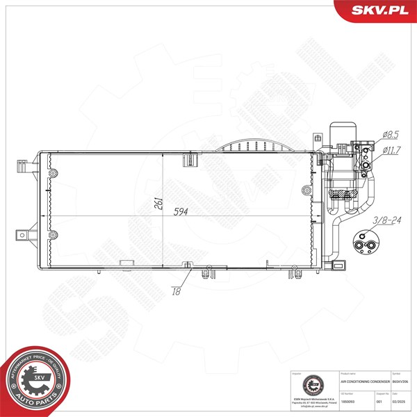 Kondensaattori, ilmastointilaite ESEN SKV ESEN SKV