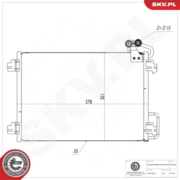 Kondensaattori, ilmastointilaite ESEN SKV ESEN SKV