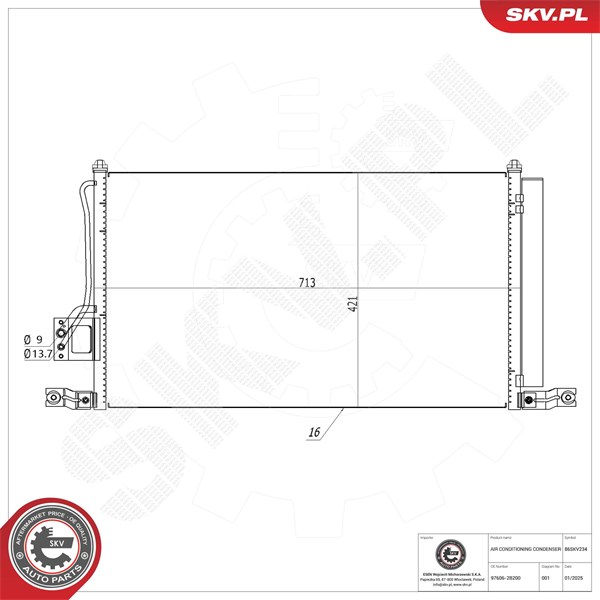 Kondensaattori, ilmastointilaite ESEN SKV ESEN SKV Kondensaattori, ilmastointilaite ESEN SKV ESEN SKV