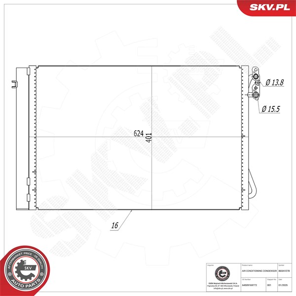 Kondensaattori, ilmastointilaite ESEN SKV ESEN SKV