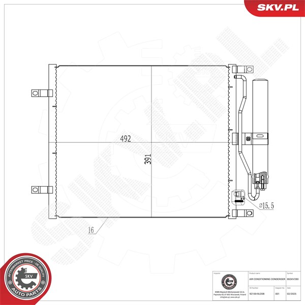 Kondensaattori, ilmastointilaite ESEN SKV ESEN SKV
