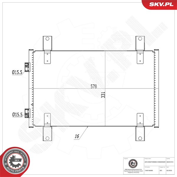 Kondensaattori, ilmastointilaite ESEN SKV ESEN SKV